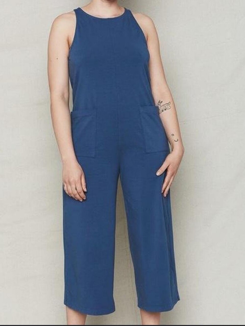 Back Beat Co. Blue Sleeveless Wide-Leg Jumpsuit